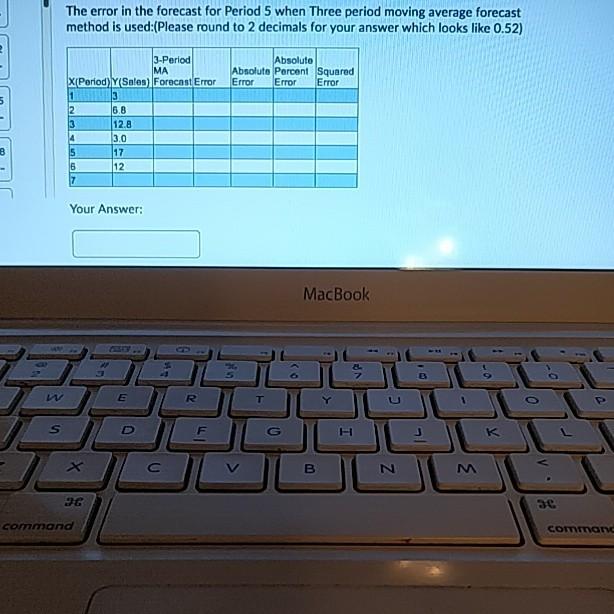 Solved The error in the forecast for Period 5 when Three | Chegg.com