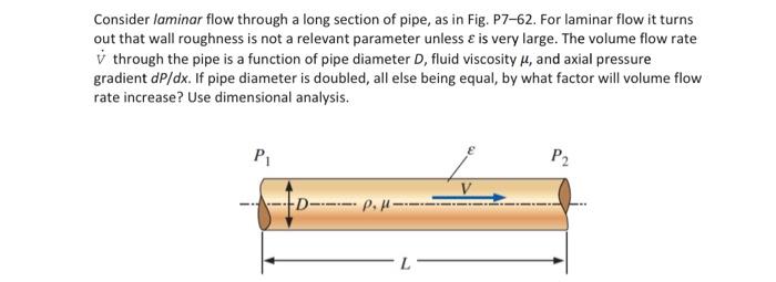 Solved Consider laminar flow through a long section of pipe, | Chegg.com