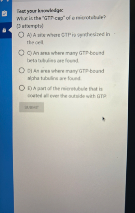 Solved Test your knowledge:What is the "GTP-cap" of a | Chegg.com