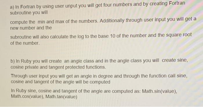 Solved A In Fortran By Using User Unput You Will Get Four Chegg Com