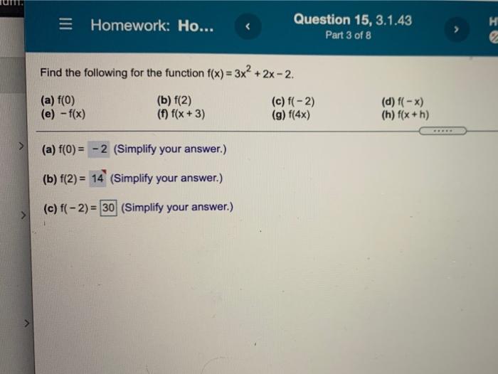 Solved = Homework: Ho... н Question 15, 3.1.43 Part 3 of 8 | Chegg.com