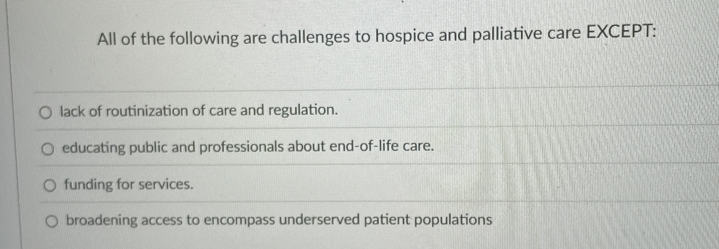 Solved All of the following are challenges to hospice and