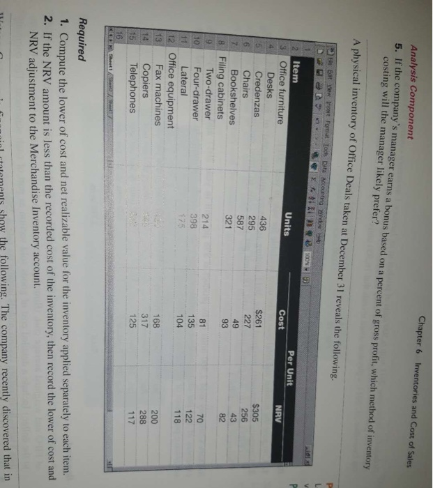 Chapter 6 Inventories and Cost of Sales Analysis | Chegg.com