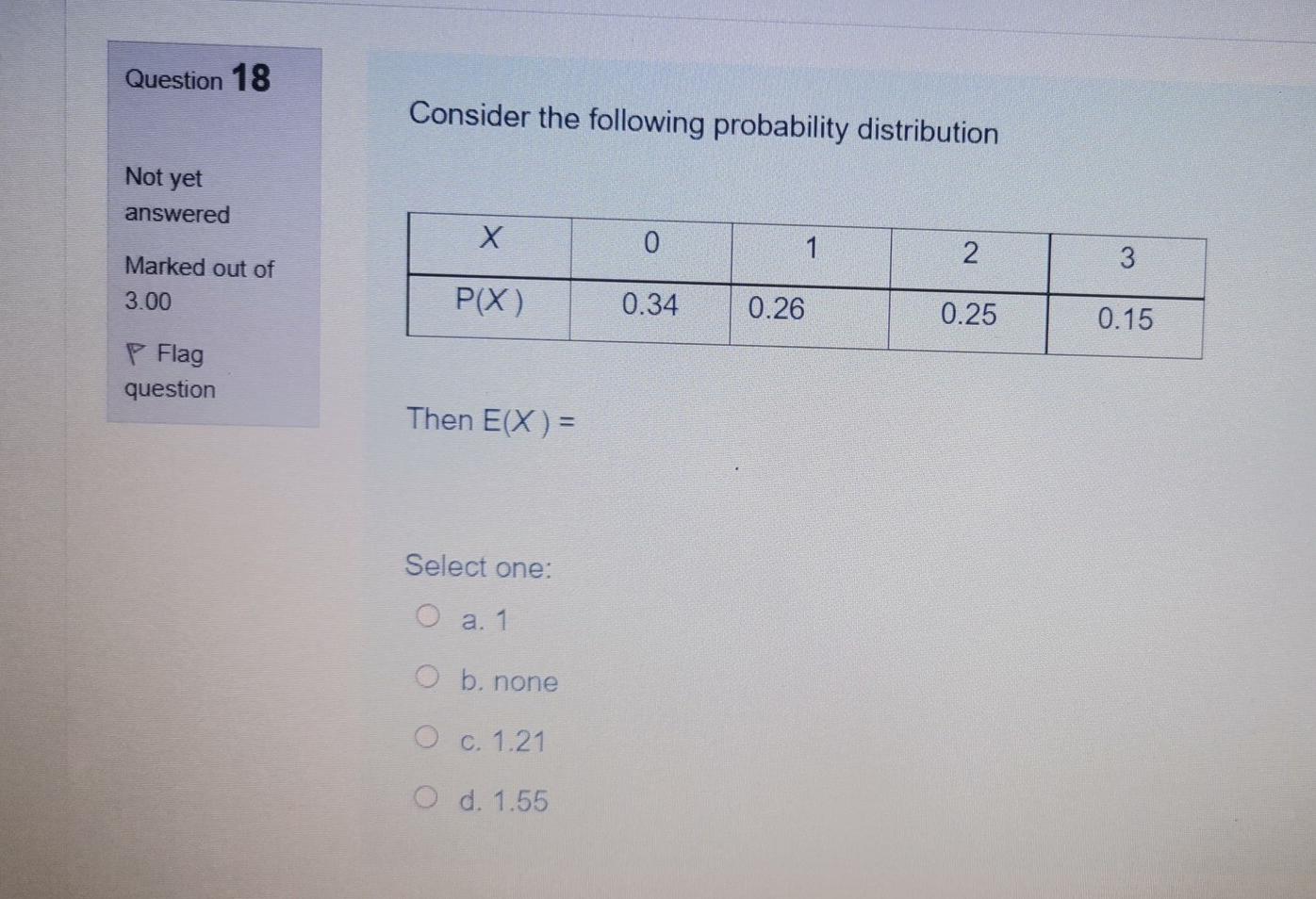 Solved Question 18 Consider the following probability | Chegg.com