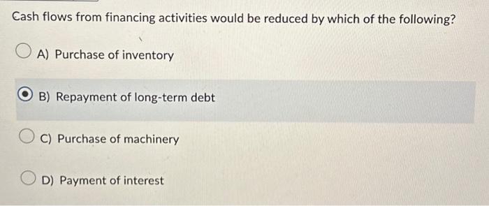 Solved Cash flows from financing activities would be reduced | Chegg.com
