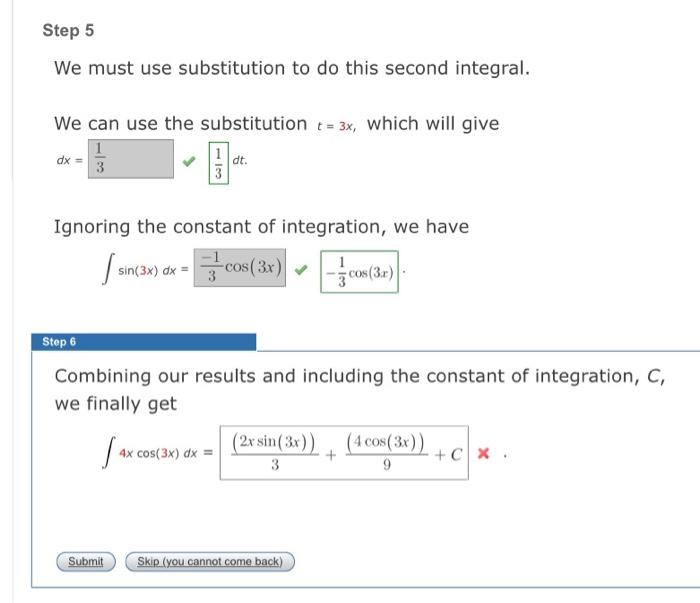 Solved Step 5 We must use substitution to do this second | Chegg.com