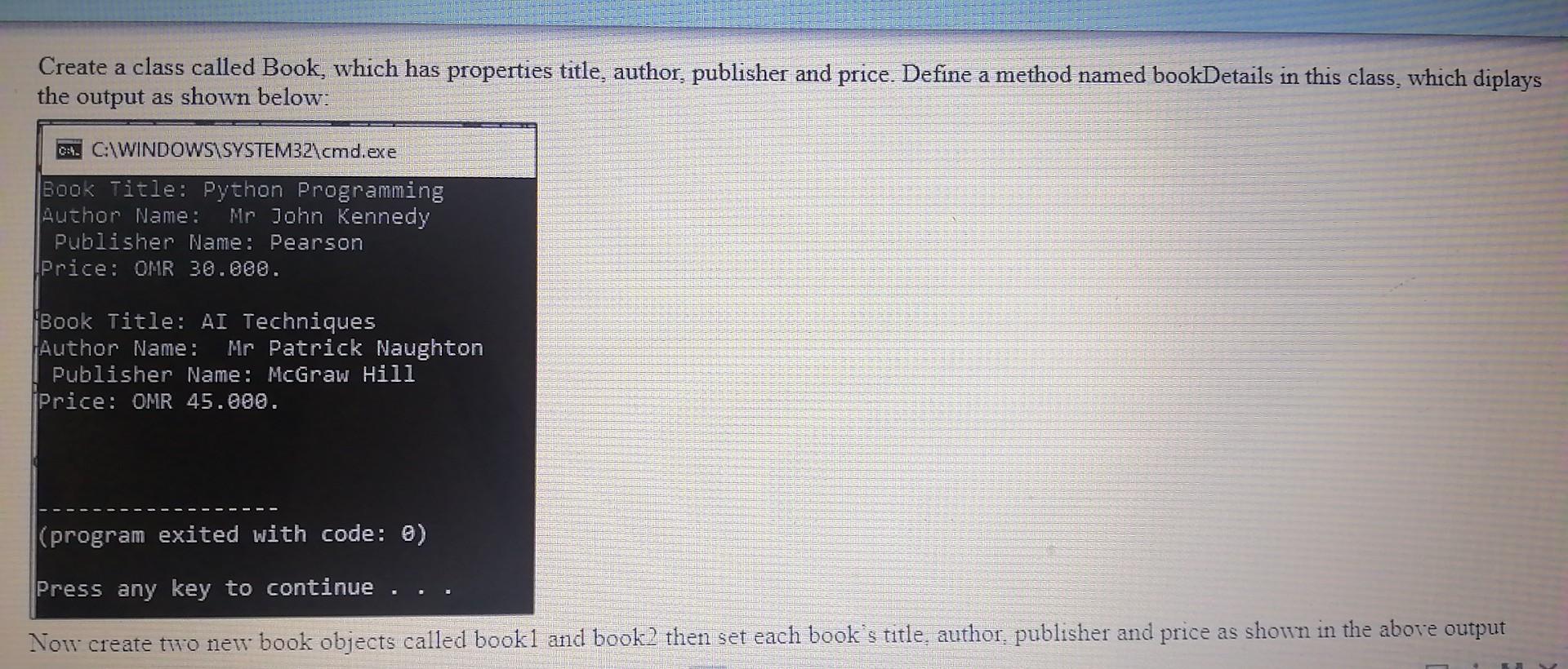 Solved Create a class called Book, which has properties | Chegg.com