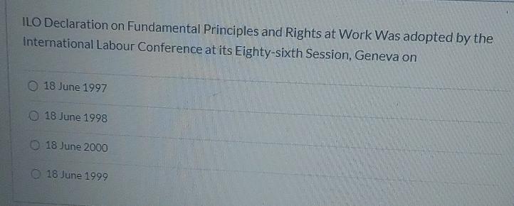 Solved ILO Declaration On Fundamental Principles And Rights | Chegg.com