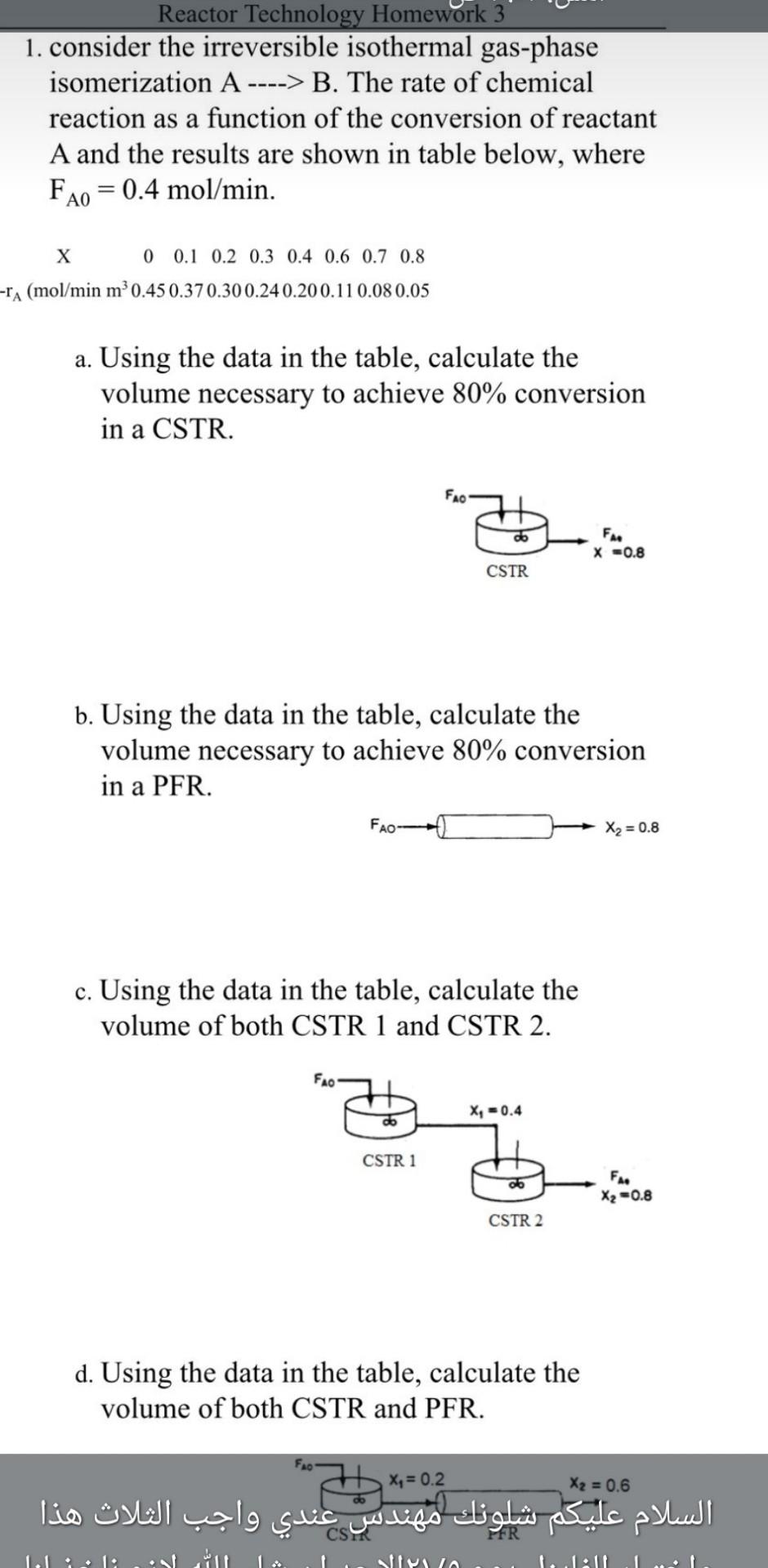 Solved 1. consider the irreversible isothermal gas-phase | Chegg.com