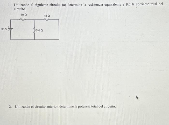 Solved 1. Utilizando El Siguiente Circuito (a) Determine La | Chegg.com