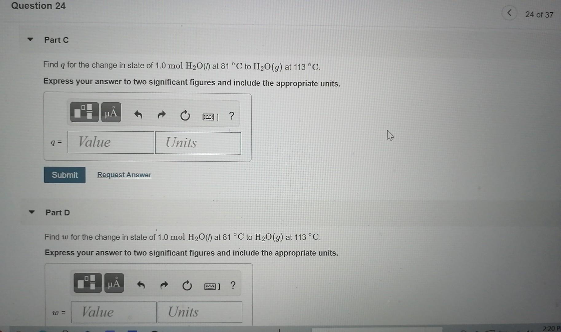 Llon 24 24 Of 37 Part A Find Ae For The Change In Chegg Com