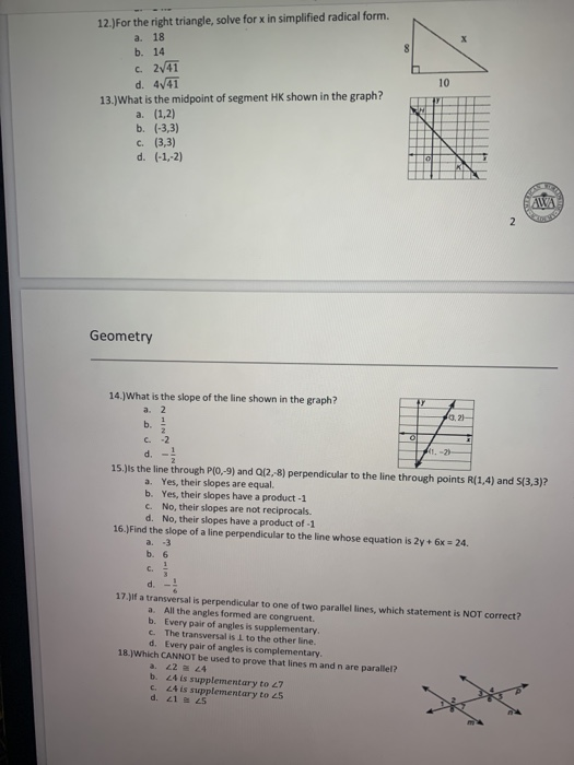 Solved 12.) For the right triangle, solve for x in | Chegg.com