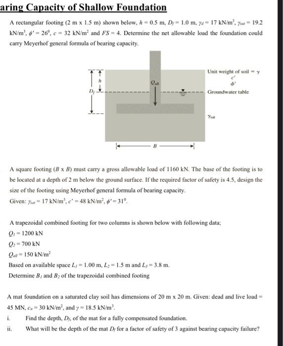 Solved The shear strength of a normally consolidated clay | Chegg.com