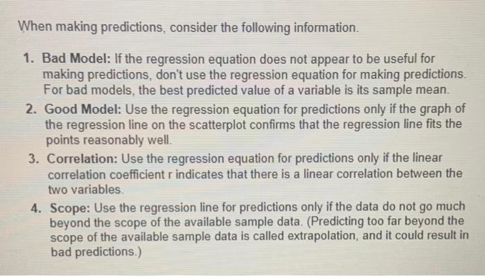 Solved When Making Predictions, Consider The Following | Chegg.com