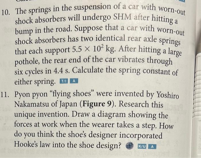 Solved 10. The springs in the suspension of a car with | Chegg.com