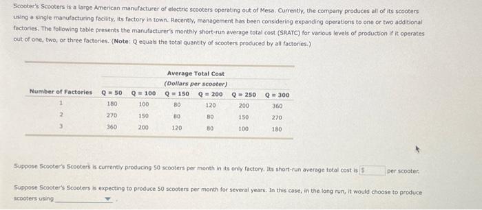 Solved Scooter's Scooters is a large American manufacturer | Chegg.com