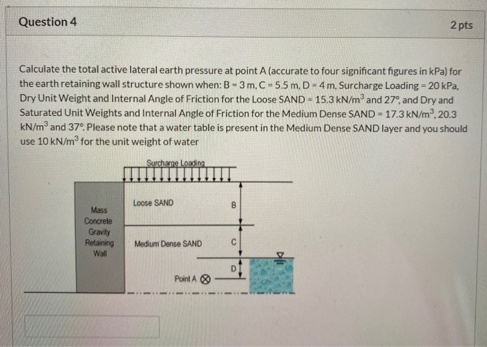 Solved Question 4 2 pts Calculate the total active lateral | Chegg.com