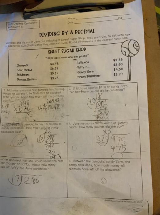 Solved dividing by a decimal chegg