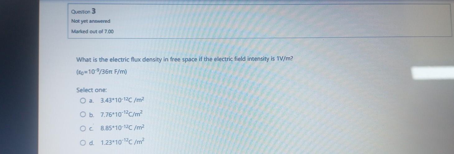 Solved What is the electric flux density in free space if | Chegg.com