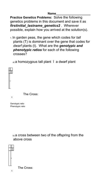 Solved Name Practice Genetics Problems: Solve The Following | Chegg.com