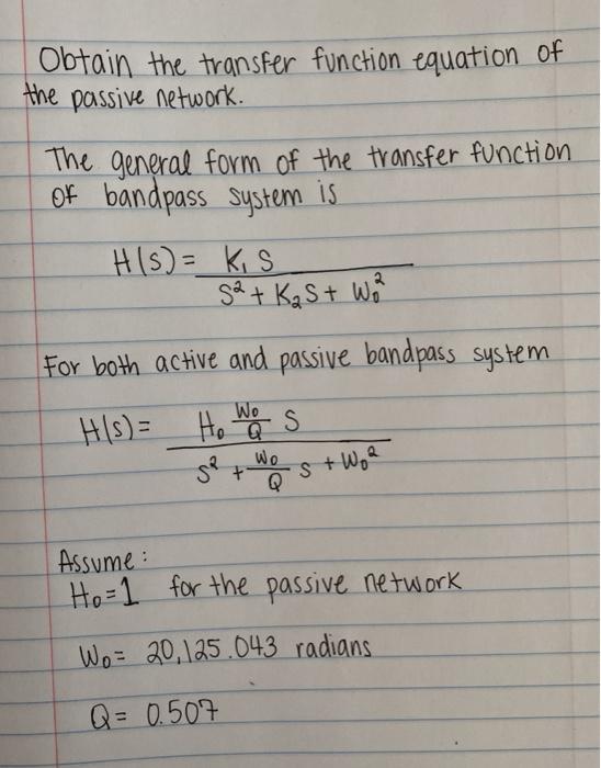 Solved Obtain the transfer function equation of the passive | Chegg.com
