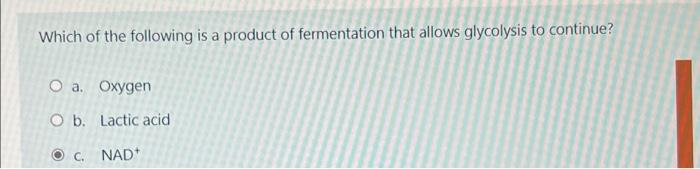 Solved Which of the following is a product of fermentation | Chegg.com