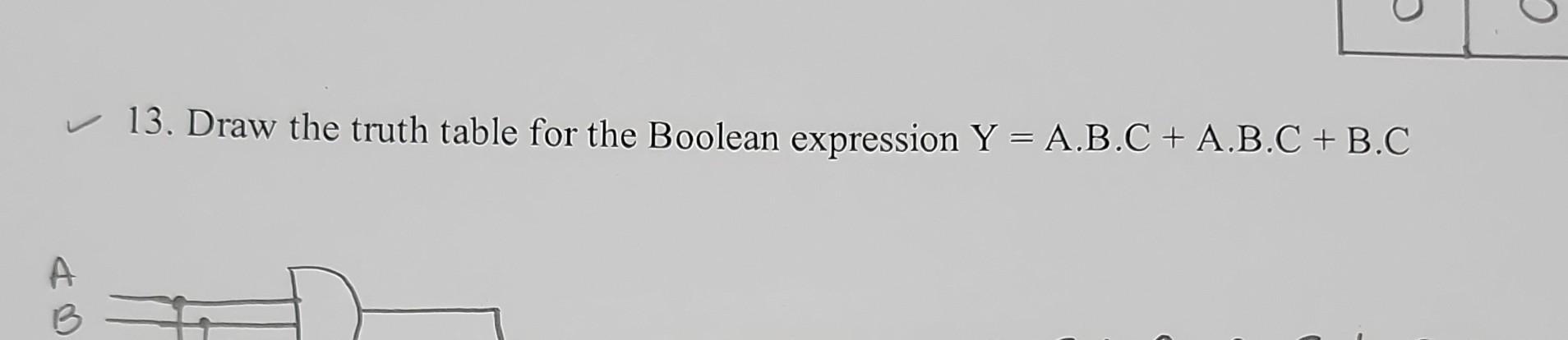 Solved 12. Draw the truth table for the Boolean expression | Chegg.com