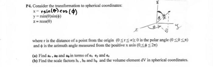 Solved Bar P4. Consider the transformation to spherical | Chegg.com