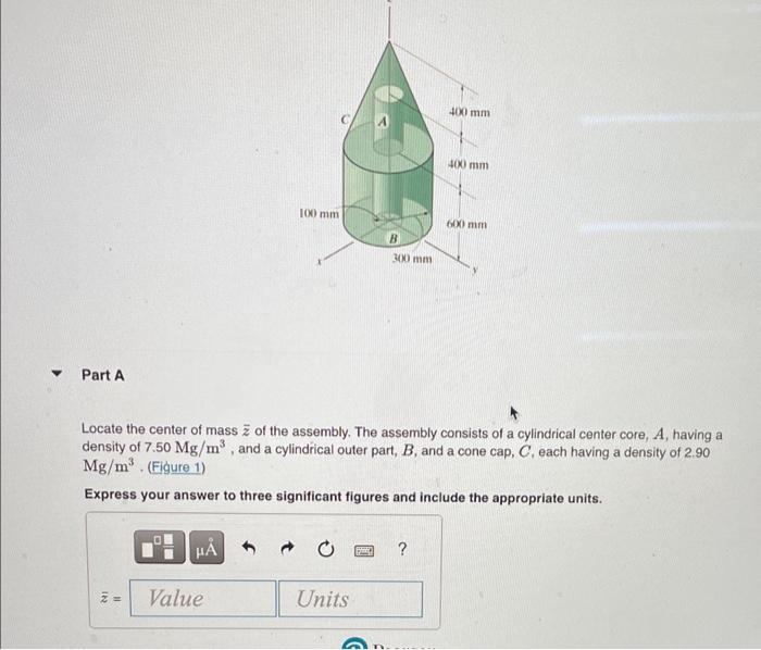 Solved Locate The Center Of Mass Zˉ Of The Assembly. The | Chegg.com