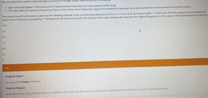 Solved You are required to write a code that takes an array | Chegg.com
