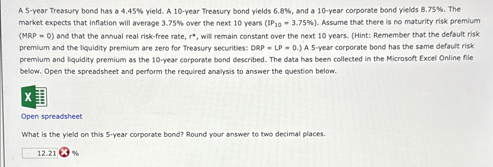 A 5 year treasury bond has a 4 45 yield a 10 year chegg