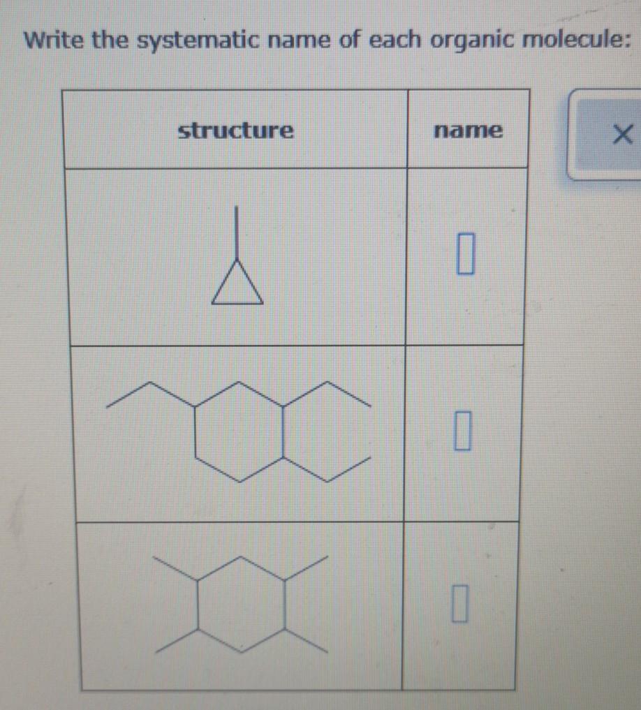 Solved Write the systematic name of each organic molecule: | Chegg.com