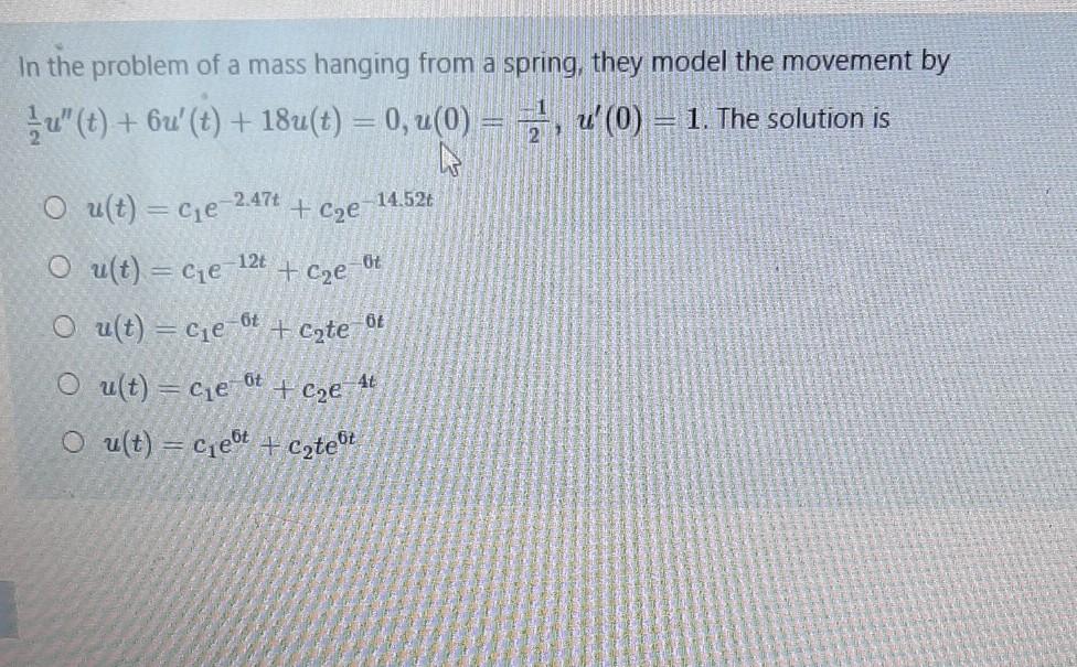 Solved In the problem of a mass hanging from a spring, they | Chegg.com