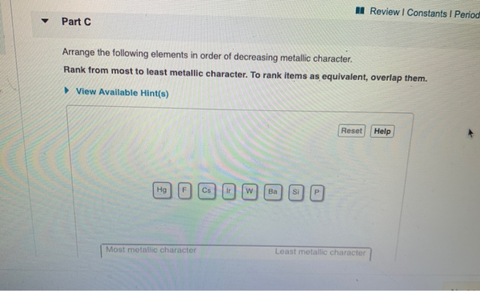 Solved Arrange The Following Elements In Order Of Decreasing | Chegg.com