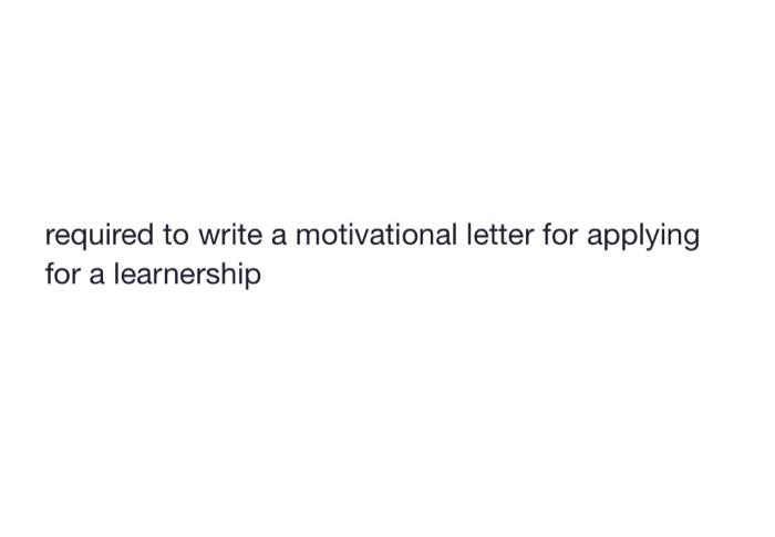 Motivational letter deals for learnership