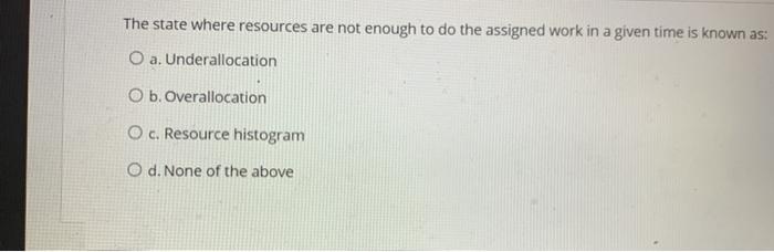 Solved The state where resources are not enough to do the | Chegg.com