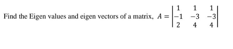 Solved Find the Eigen values and eigen vectors of a matrix, | Chegg.com