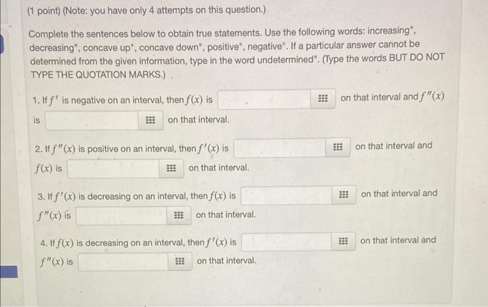 Solved (1 point) (Note: you have only 4 attempts on this | Chegg.com