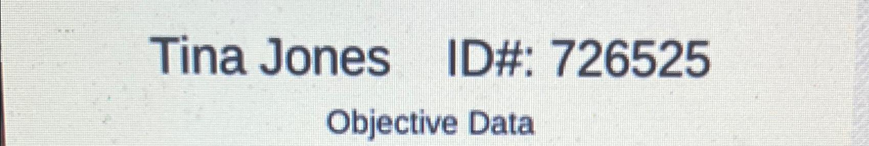 TINA JONES OBJECTIVE DATA visual data 8