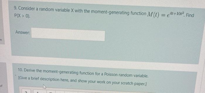 Solved 9. Consider a random variable X with the | Chegg.com