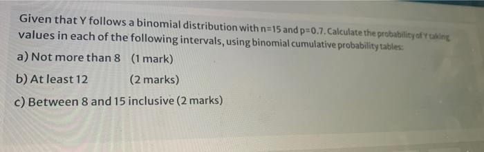 Solved Given that y follows a binomial distribution with | Chegg.com