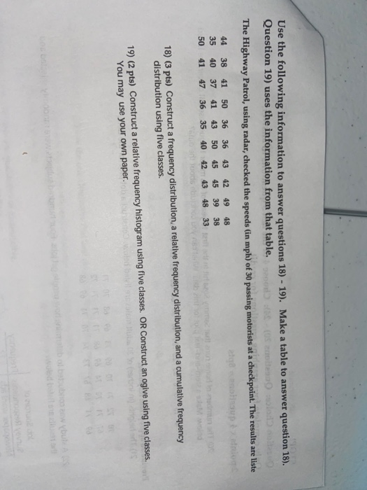 Solved Use the following information to answer questions 18) | Chegg.com