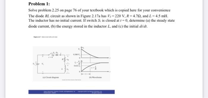 Solved Problem 1: Solve problem 2.25 on page 76 of your | Chegg.com