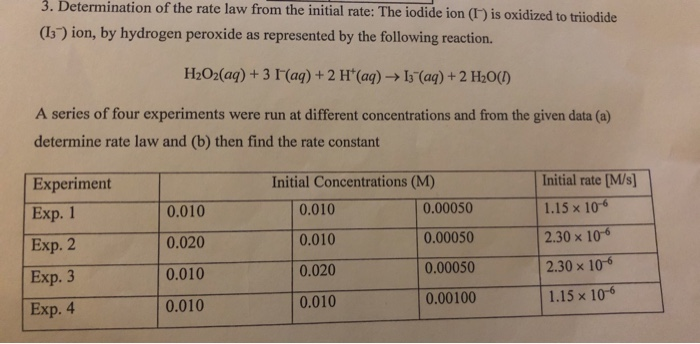 homework 3 rate law 1 determination of a rate law