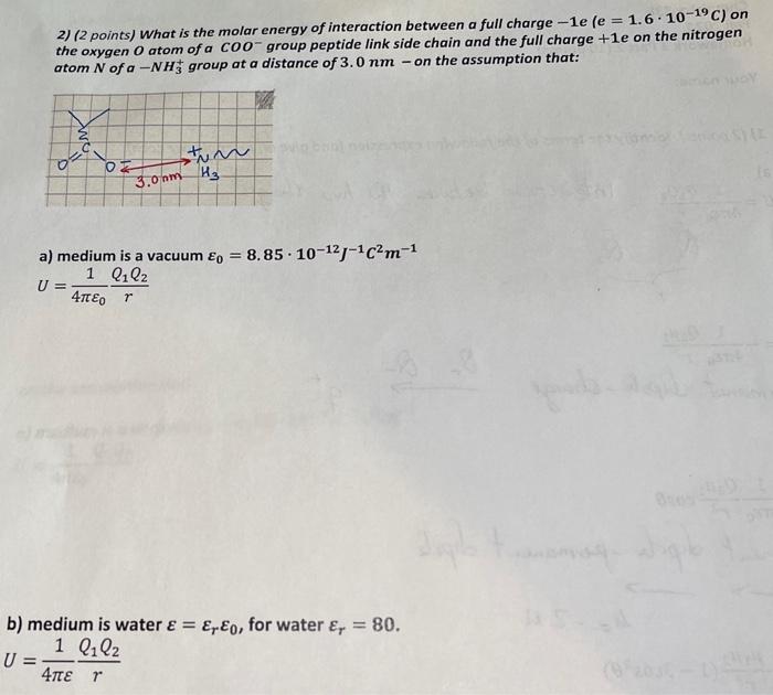 Solved 2) (2 points) What is the molar energy of interaction | Chegg.com
