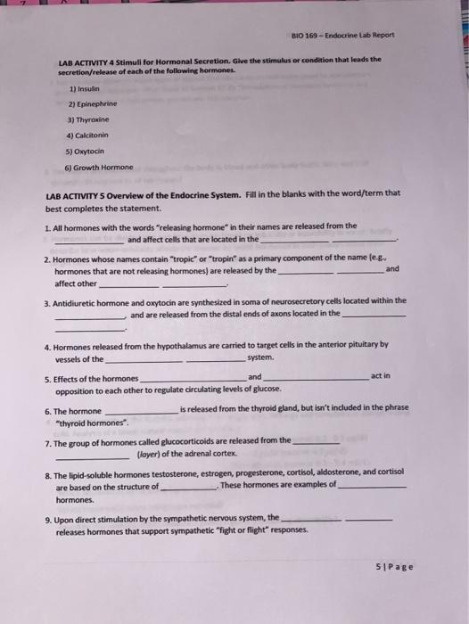 Solved BIO 169 - Endocrine Lab Report LAB ACTIVITY 4 Stimull | Chegg.com