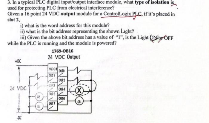Solved 3. In a typical PLC digital input/output interface | Chegg.com