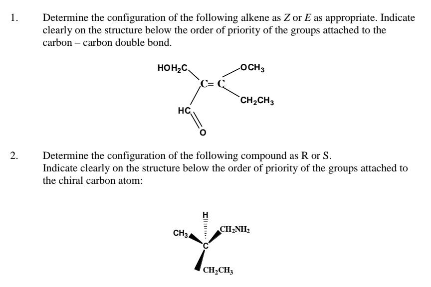 Solved Determine the configuration of the following alkene