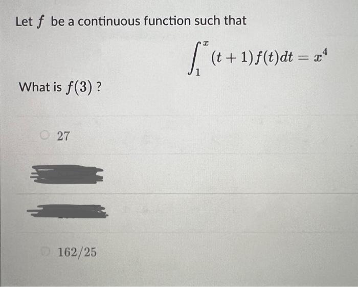 Solved Let F Be A Continuous Function Such That