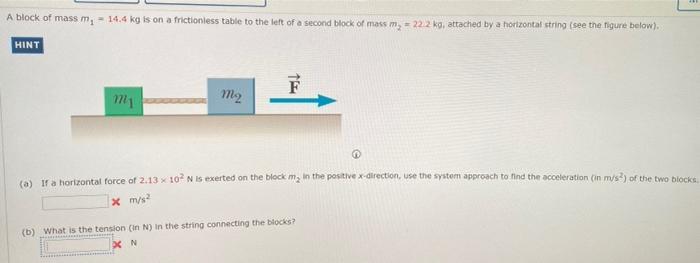 Solved A Block Of Mass M. - 14.4 Kg Is On A Frictionless | Chegg.com